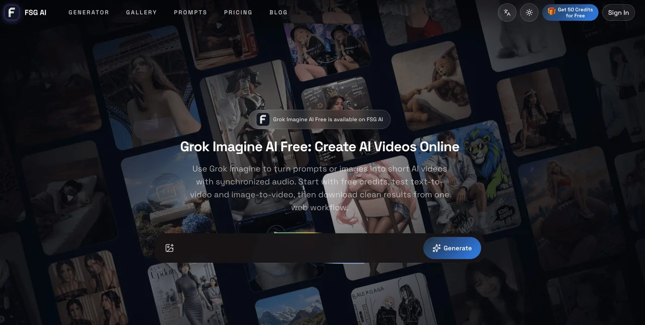 Grok Imagine Free Generator - FSG AI screenshot 1