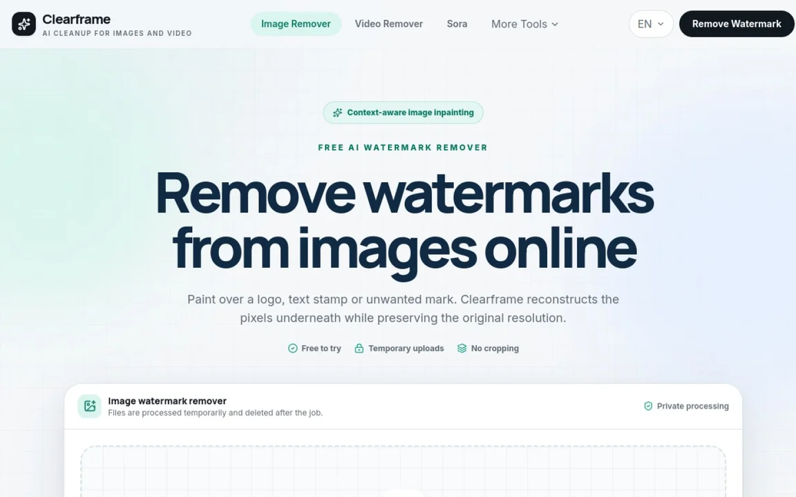 Clearframe screenshot 1
