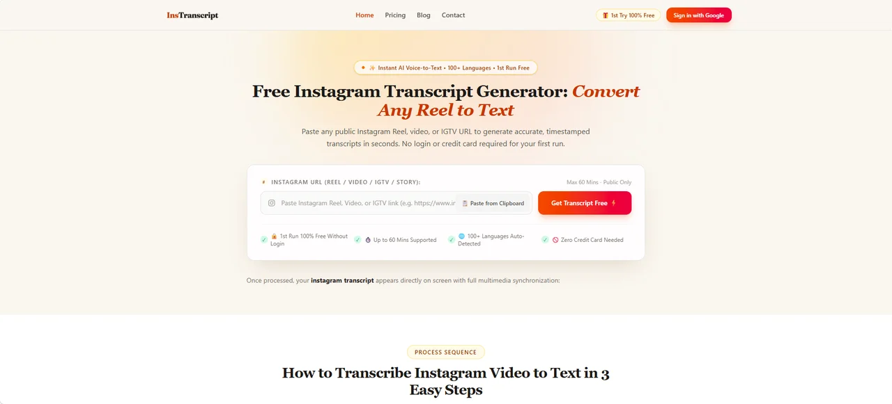 Instagram Transcript screenshot 1