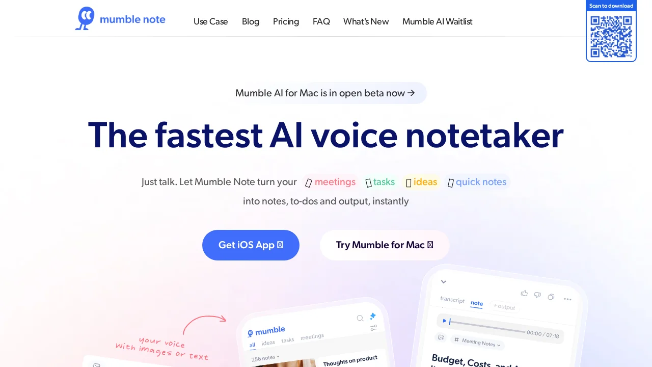 Mumble Note: AI Voice Notetaker screenshot 1
