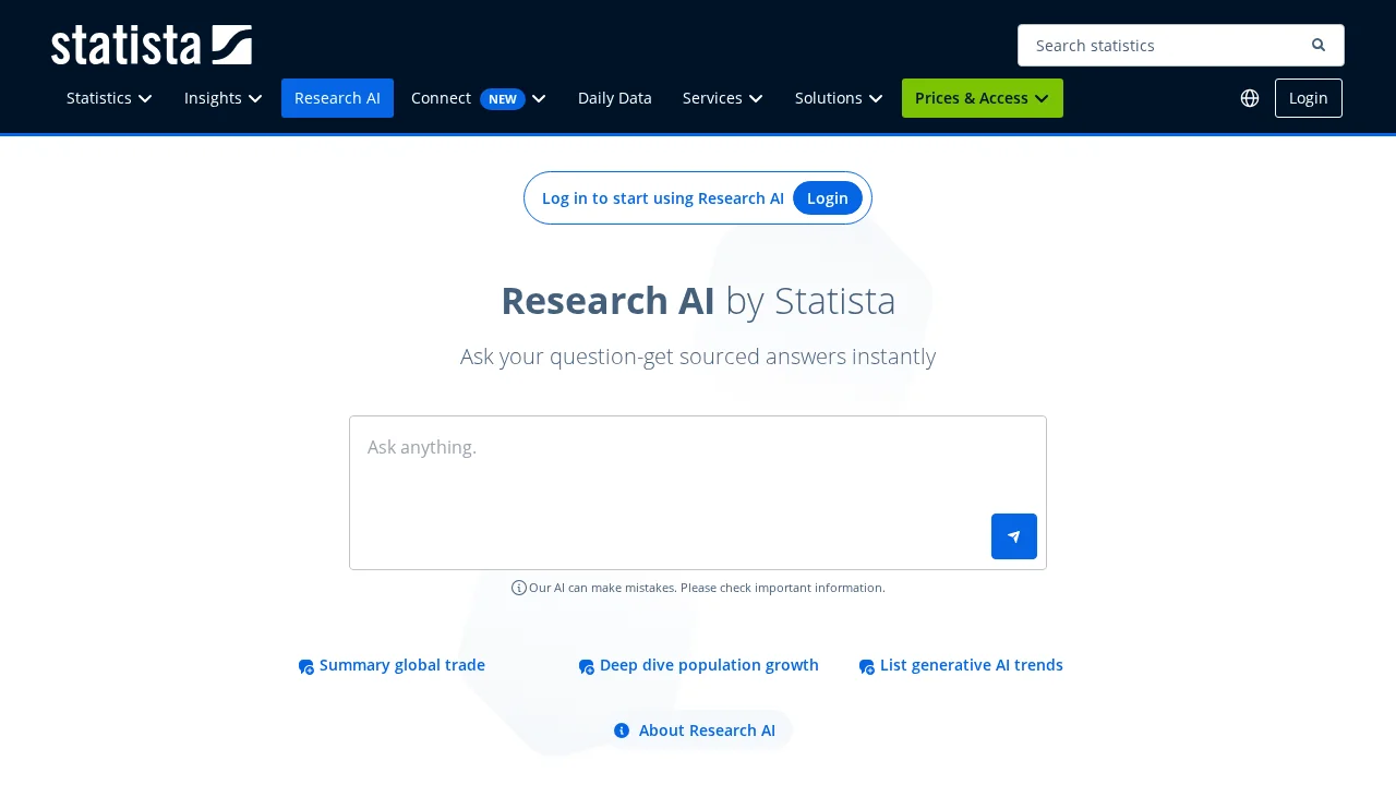 Research AI by Statista screenshot 1